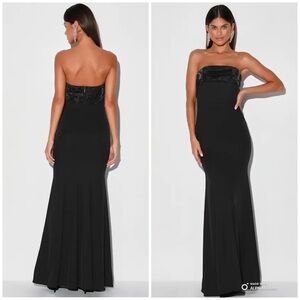 Lulus Small Brilliantly Bold Black Strapless Mermaid Maxi Dress NWT Formal Party